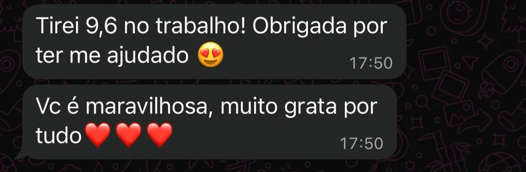 Cliente tirou 9,6 no trabalho e agradece